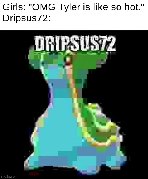 Dripsus72 | Girls: "OMG Tyler is like so hot."
Dripsus72: | image tagged in dripsus72 | made w/ Imgflip meme maker