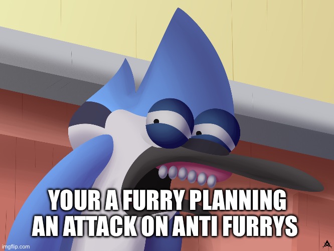 Disgusted Mordecai (Remastered) | YOUR A FURRY PLANNING AN ATTACK ON ANTI FURRYS | image tagged in disgusted mordecai remastered | made w/ Imgflip meme maker