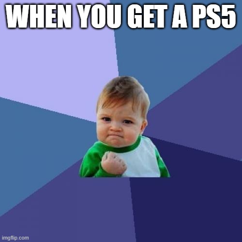 Success Kid | WHEN YOU GET A PS5 | image tagged in memes,success kid | made w/ Imgflip meme maker