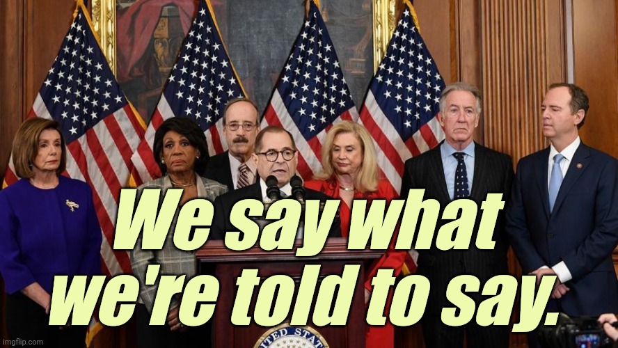 House Democrats | We say what we're told to say. | image tagged in house democrats | made w/ Imgflip meme maker