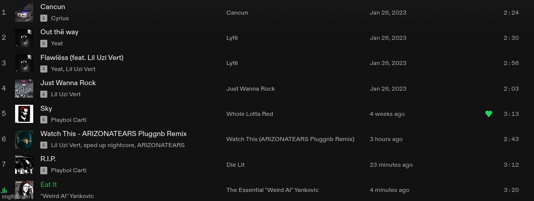 random ass playlist | made w/ Imgflip meme maker