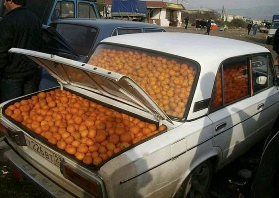 Car full of oranges Blank Meme Template