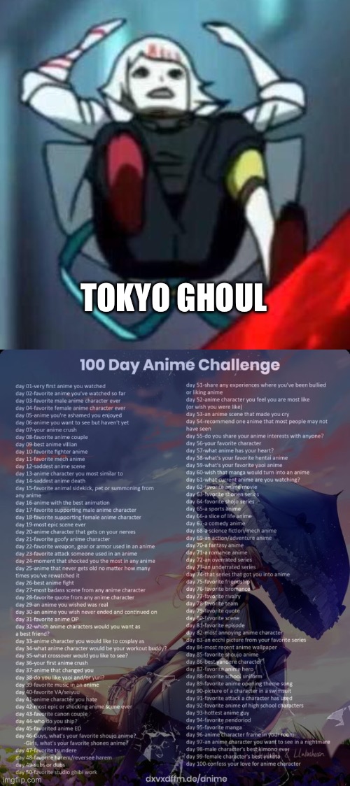 Day 95: comment if you are also a low quality juzo enjoyer | TOKYO GHOUL | image tagged in 100 day anime challenge | made w/ Imgflip meme maker