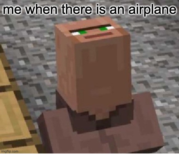 airplane | me when there is an airplane | image tagged in minecraft villager looking up,airplane | made w/ Imgflip meme maker