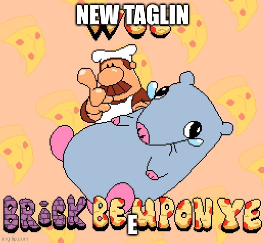 Woe brick be upon ye | NEW TAGLIN; E | image tagged in woe brick be upon ye | made w/ Imgflip meme maker