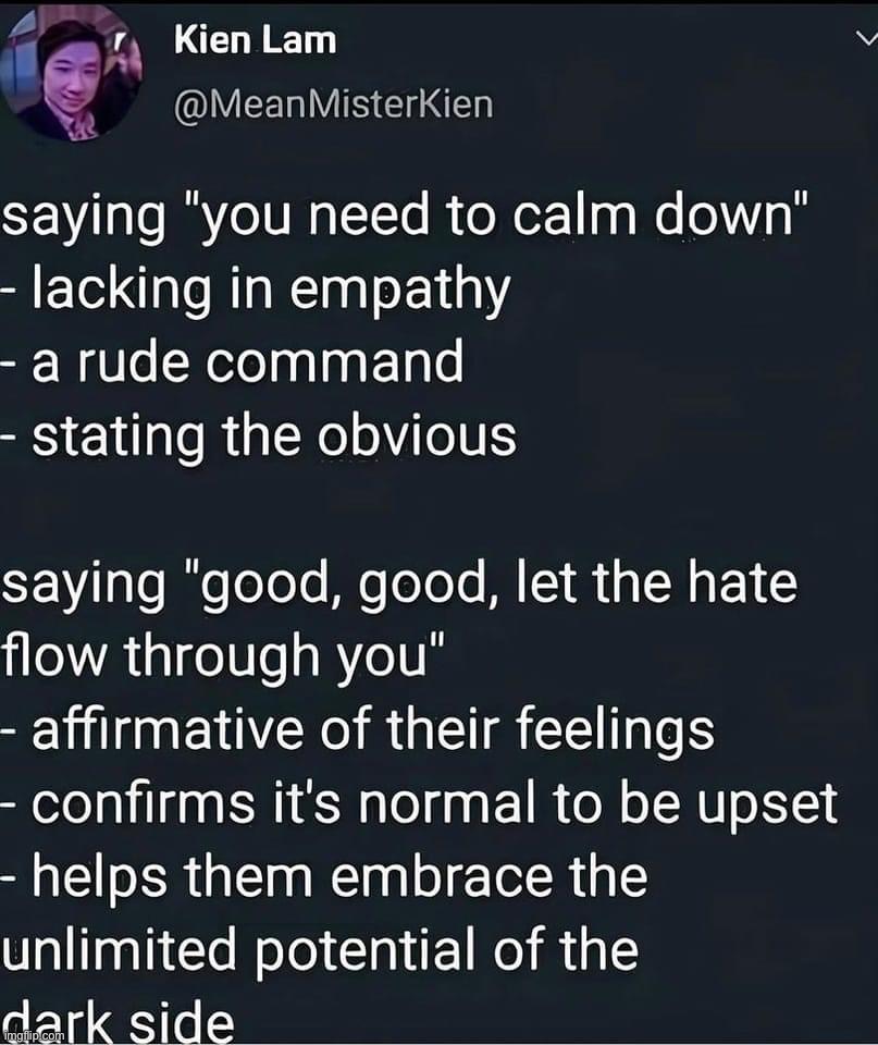 Good good let the hate flow through you | image tagged in good good let the hate flow through you | made w/ Imgflip meme maker