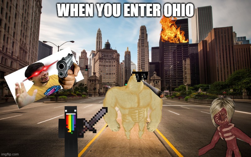 Once you enter Ohio you can't come out..... | WHEN YOU ENTER OHIO | image tagged in empty city street | made w/ Imgflip meme maker