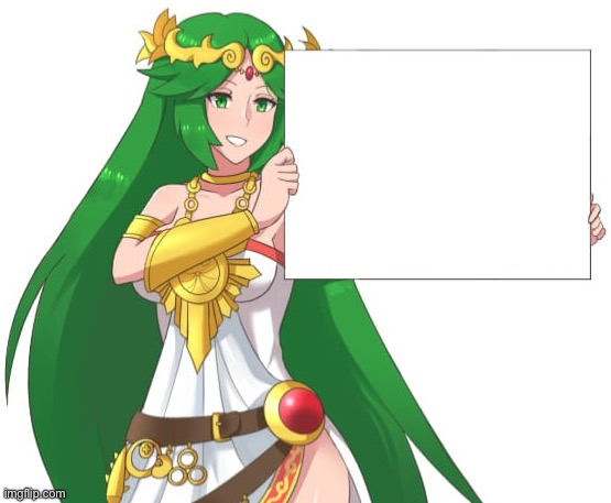 High Quality Palutena holding a sign Blank Meme Template