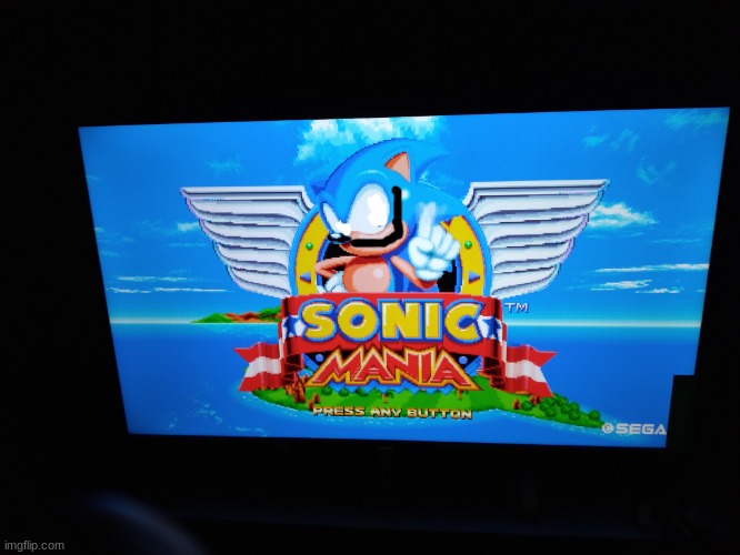 aah nmell raw whgat de gmle diong | image tagged in sonic mania title screen | made w/ Imgflip meme maker