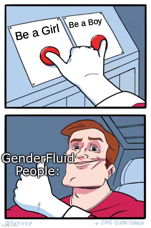 Genderfluid Meme!! ???? | Be a Boy; Be a Girl; GenderFluid People: | image tagged in both buttons pressed | made w/ Imgflip meme maker