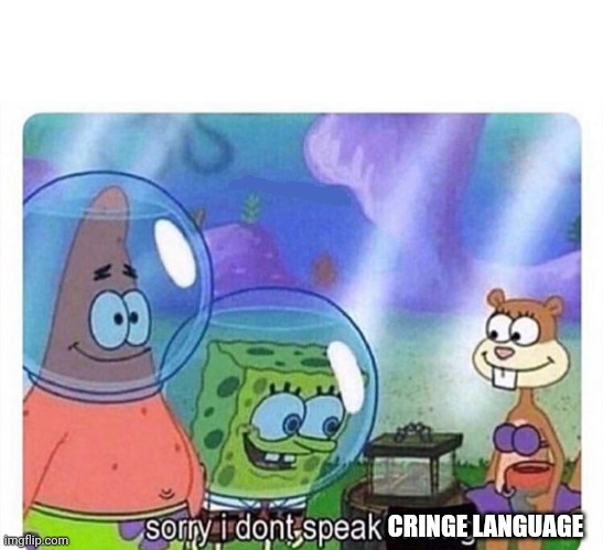 sorry i dont speak wrong | CRINGE LANGUAGE | image tagged in sorry i dont speak wrong | made w/ Imgflip meme maker
