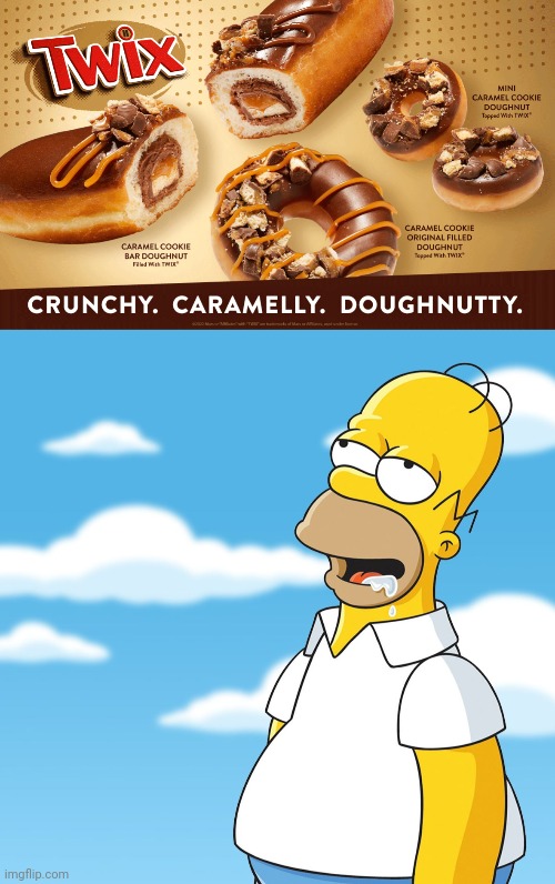 Twix donuts | image tagged in homer simpson drooling mmm meme,twix,donuts,donut,memes,desserts | made w/ Imgflip meme maker