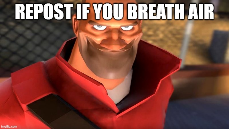 TF2 Soldier Smiling | REPOST IF YOU BREATH AIR | image tagged in tf2 soldier smiling | made w/ Imgflip meme maker