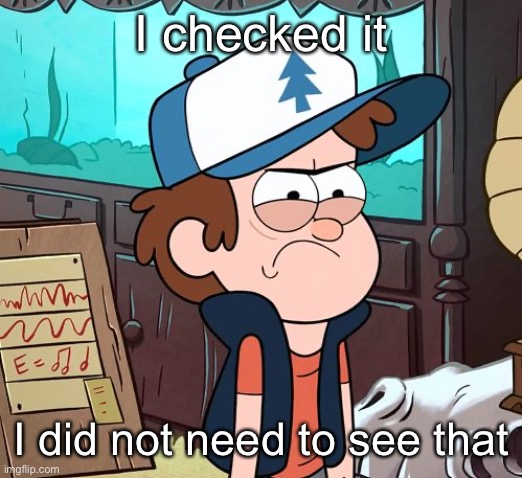 Angry Dipper | I checked it; I did not need to see that | image tagged in angry dipper | made w/ Imgflip meme maker