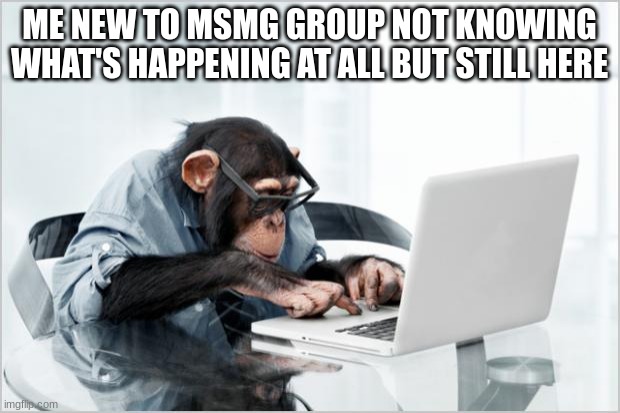 saturn | ME NEW TO MSMG GROUP NOT KNOWING WHAT'S HAPPENING AT ALL BUT STILL HERE | image tagged in monkey-laptop | made w/ Imgflip meme maker