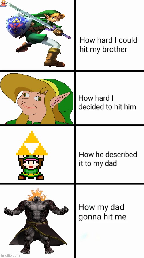 Zelda | image tagged in how hard i could hit my brother | made w/ Imgflip meme maker