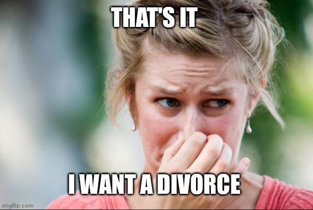 Stinky Face | THAT'S IT I WANT A DIVORCE | image tagged in stinky face | made w/ Imgflip meme maker