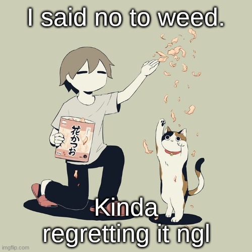 Avogado6 | I said no to weed. Kinda regretting it ngl | image tagged in avogado6 | made w/ Imgflip meme maker