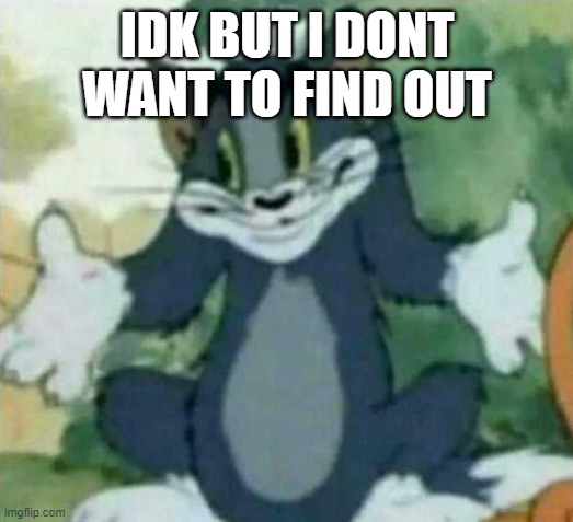 tom i dont know meme | IDK BUT I DONT WANT TO FIND OUT | image tagged in tom i dont know meme | made w/ Imgflip meme maker