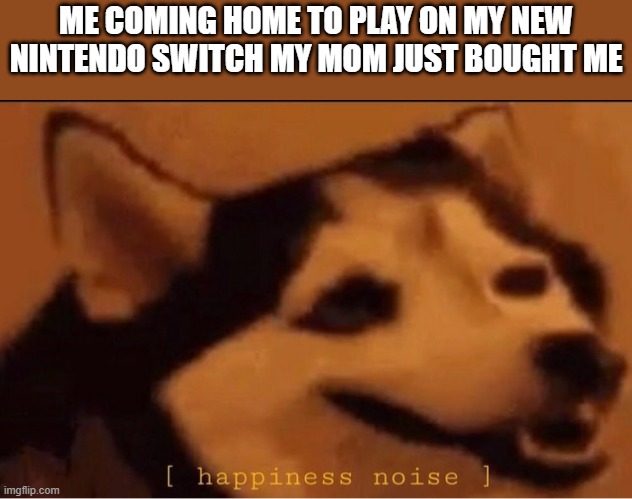 Three cheers to my mom | ME COMING HOME TO PLAY ON MY NEW NINTENDO SWITCH MY MOM JUST BOUGHT ME | image tagged in happines noise,wholesome,mother,true story,mom | made w/ Imgflip meme maker