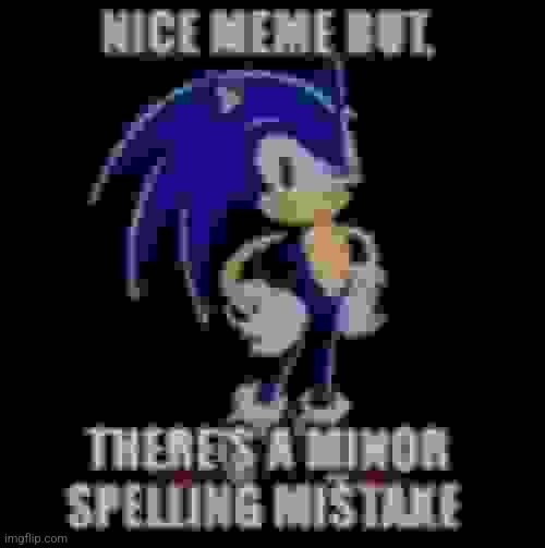 Nice meme but, there's a minor spelling mistake | image tagged in nice meme but there's a minor spelling mistake,sonic,spelling error | made w/ Imgflip meme maker