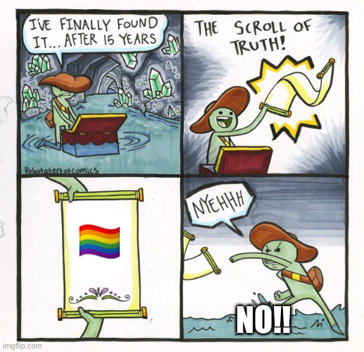 The Scroll Of Truth Meme | 🏳️‍🌈; NO!! | image tagged in memes,the scroll of truth | made w/ Imgflip meme maker