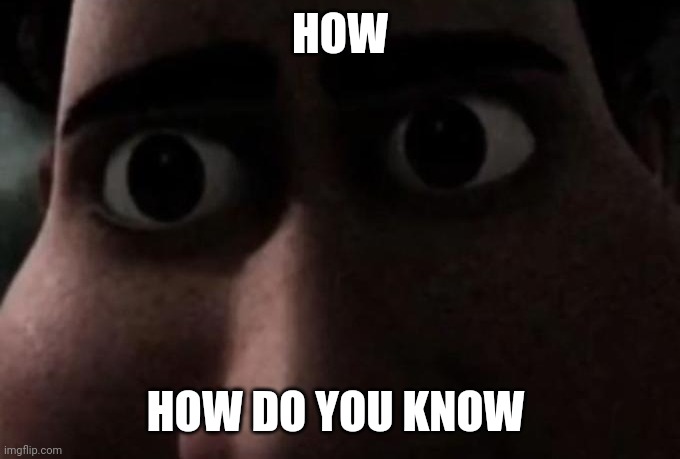 Titan stare | HOW HOW DO YOU KNOW | image tagged in titan stare | made w/ Imgflip meme maker