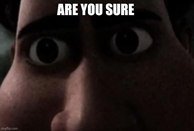 Titan stare | ARE YOU SURE | image tagged in titan stare | made w/ Imgflip meme maker