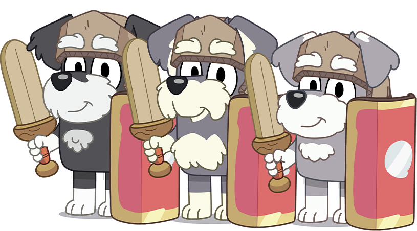 High Quality Bluey terriers Romans shields Blank Meme Template