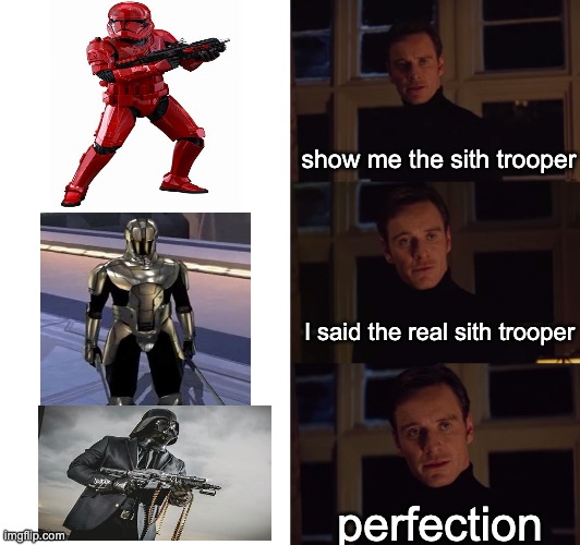 the best sith trooper | show me the sith trooper; I said the real sith trooper; perfection | image tagged in perfection | made w/ Imgflip meme maker