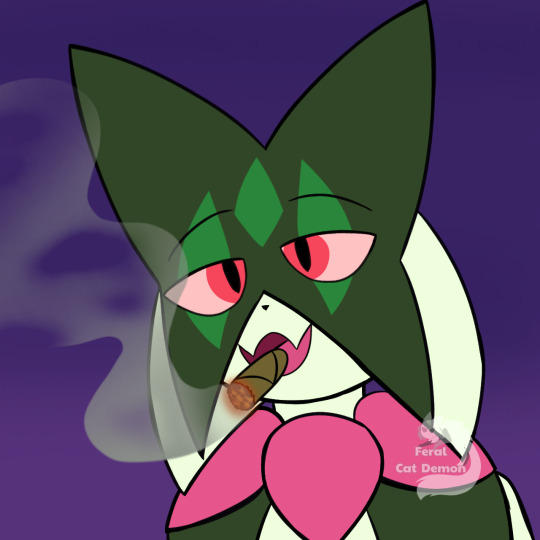 Meowscarada smoking Blank Meme Template