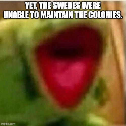 AHHHHHHHHHHHHH | YET, THE SWEDES WERE UNABLE TO MAINTAIN THE COLONIES. | image tagged in ahhhhhhhhhhhhh | made w/ Imgflip meme maker