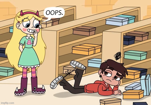 Tied Shoes | image tagged in star vs the forces of evil | made w/ Imgflip meme maker