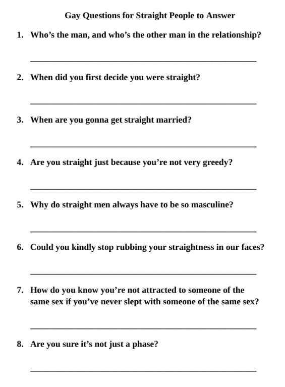 Gay Questions for Straight People Blank Meme Template