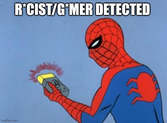 spiderman detector | R*CIST/G*MER DETECTED | image tagged in spiderman detector | made w/ Imgflip meme maker
