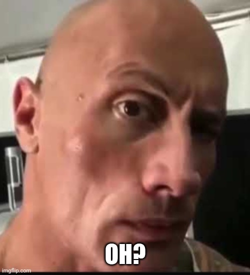 Dwayne Johnson eyebrow raise | OH? | image tagged in dwayne johnson eyebrow raise | made w/ Imgflip meme maker