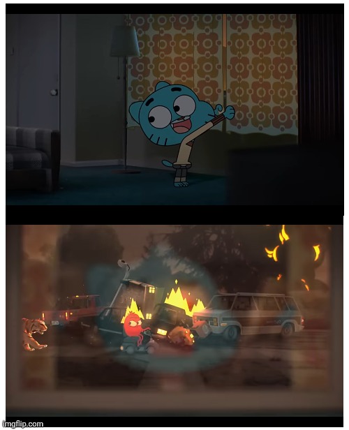 High Quality Gumball Window Disaster Blank Meme Template