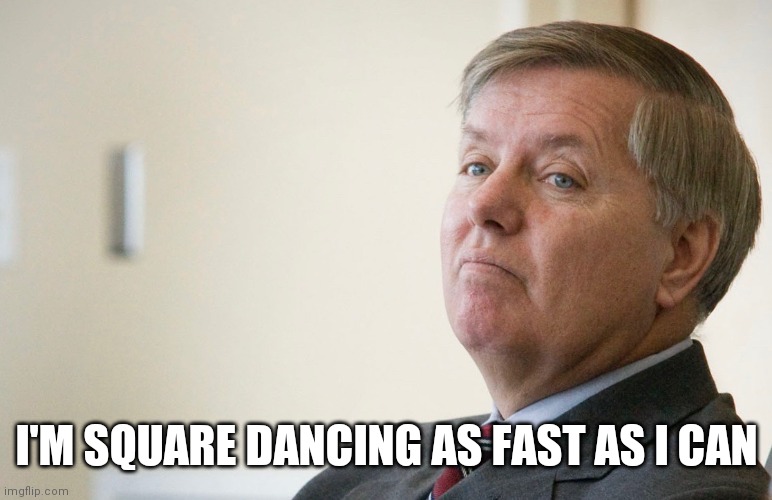 Lindsay Graham - smug | I'M SQUARE DANCING AS FAST AS I CAN | image tagged in lindsay graham - smug | made w/ Imgflip meme maker