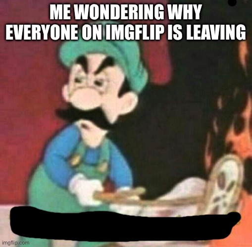 Why are you leaving | ME WONDERING WHY EVERYONE ON IMGFLIP IS LEAVING | image tagged in pizza time stops | made w/ Imgflip meme maker