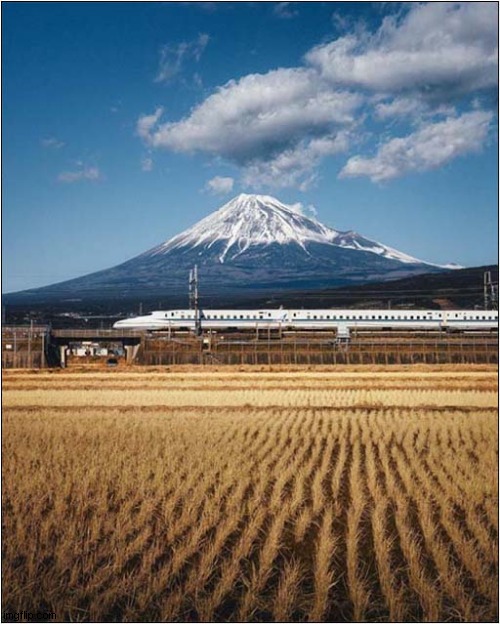 Mount Fuji and Shinkansen Bullet Train | image tagged in mount fuji,shinkansen,bullet train | made w/ Imgflip meme maker