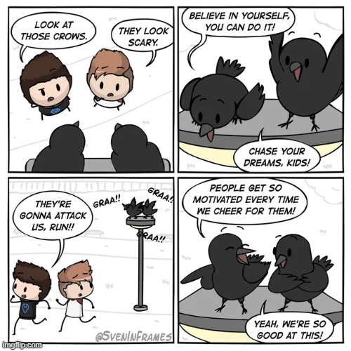 Scary Crows | image tagged in comics/cartoons,wholesome | made w/ Imgflip meme maker
