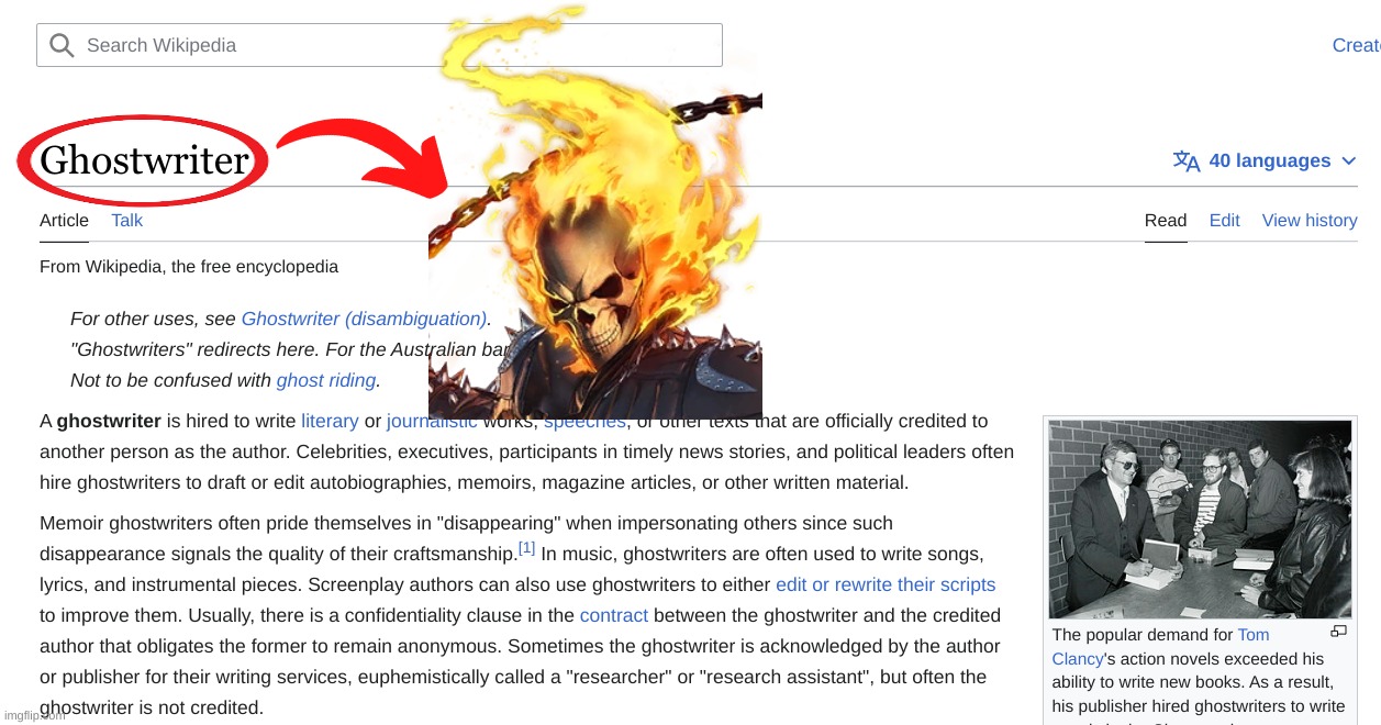 is that a ghost rider reference i see? | image tagged in ghost rider,name soundalike,wikipedia | made w/ Imgflip meme maker