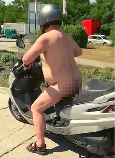 Naked man on scooter Blank Meme Template