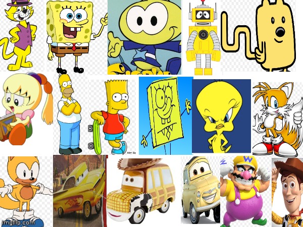 Characters that are yellow part 1 | image tagged in cartoons | made w/ Imgflip meme maker