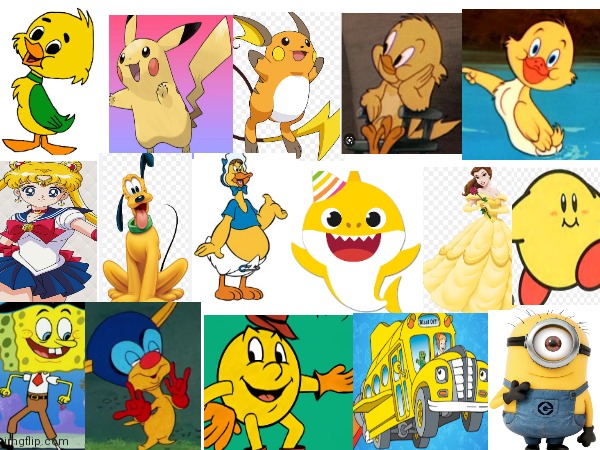 Characters that are yellow part 2 | image tagged in cartoons | made w/ Imgflip meme maker