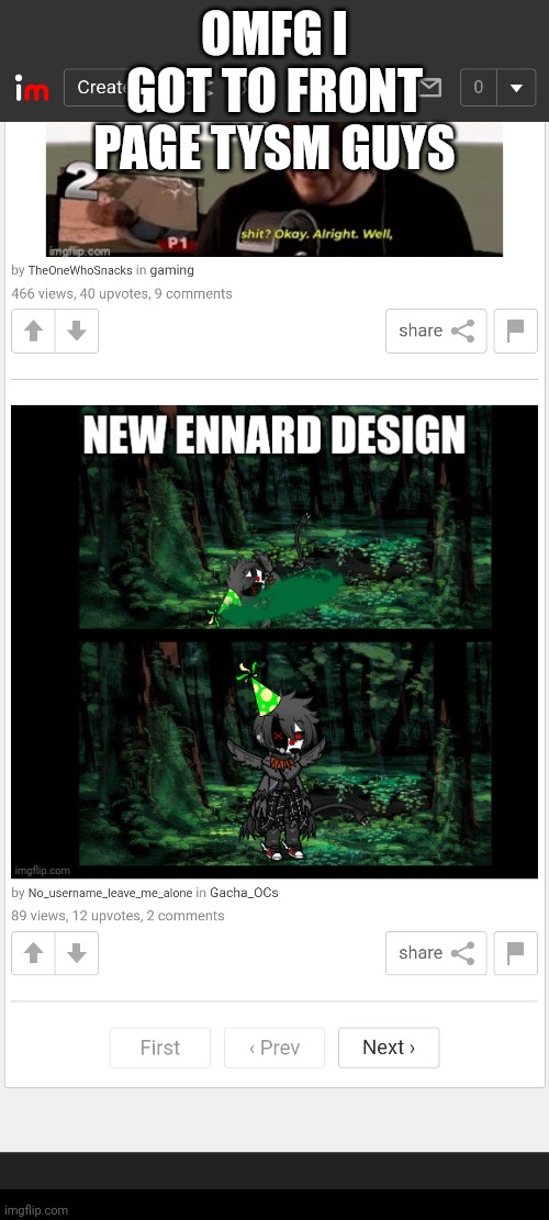 TYSM!! | OMFG I GOT TO FRONT PAGE TYSM GUYS | image tagged in ennard | made w/ Imgflip meme maker