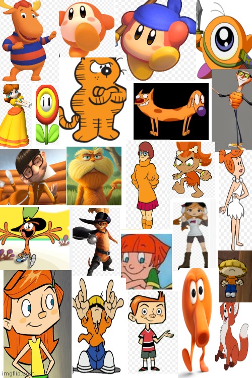 Characters that are orange part 2 | image tagged in cartoons | made w/ Imgflip meme maker