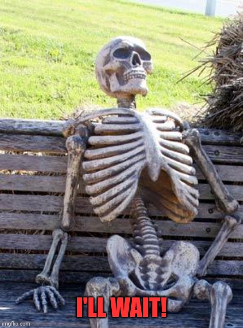 Waiting Skeleton Meme | I'LL WAIT! | image tagged in memes,waiting skeleton | made w/ Imgflip meme maker