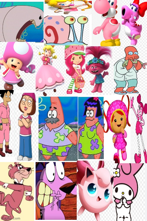 Characters that are pink part 2 | image tagged in cartoons | made w/ Imgflip meme maker