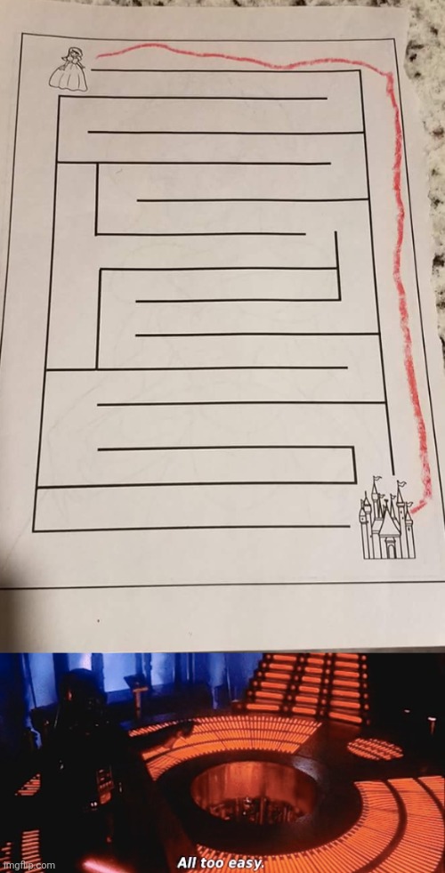 The princess's shortcut in the maze | image tagged in all too easy,princess,mazes,maze,memes,shortcut | made w/ Imgflip meme maker